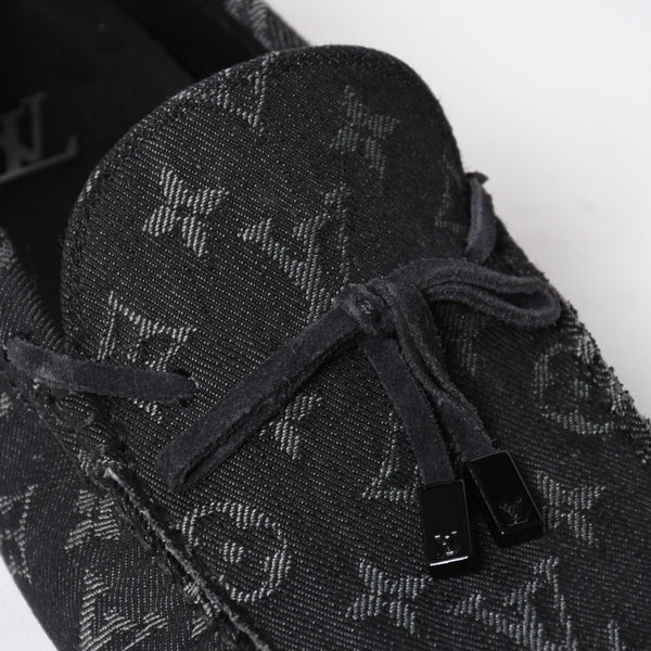Like new LOUIS VUITTON LV Driver Loafer 1AD6EK Grain Calf Leather Monogram Eclipse Size 7 1/2 Used 4a008891