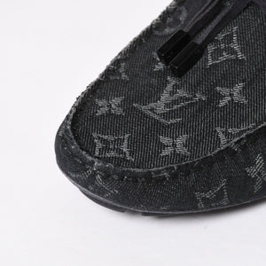 Like new LOUIS VUITTON LV Driver Loafer 1AD6EK Grain Calf Leather Monogram Eclipse Size 7 1/2 Used 4a008891