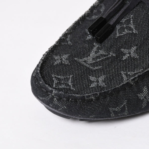 Like new LOUIS VUITTON LV Driver Loafer 1AD6EK Grain Calf Leather Monogram Eclipse Size 7 1/2 Used 4a008891