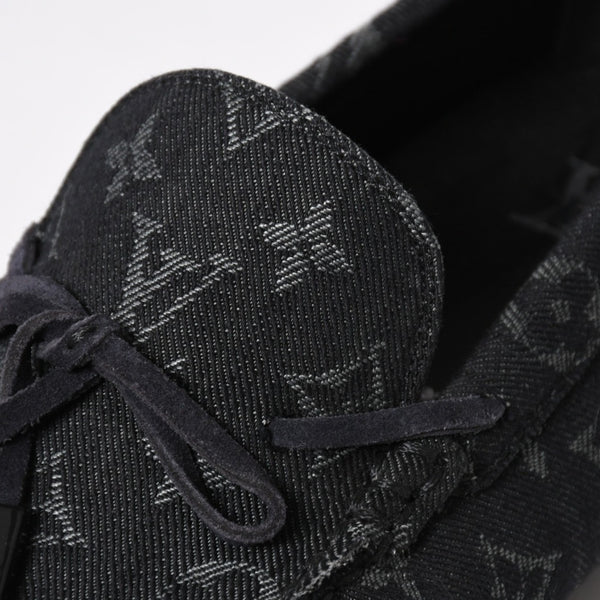 Like new LOUIS VUITTON LV Driver Loafer 1AD6EK Grain Calf Leather Monogram Eclipse Size 7 1/2 Used 4a008891
