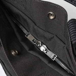 極美品 HERMES エルメス エールライン トート MM ハンドバッグ キャンバス グレー ブラック シルバー金具 中古 4a008892