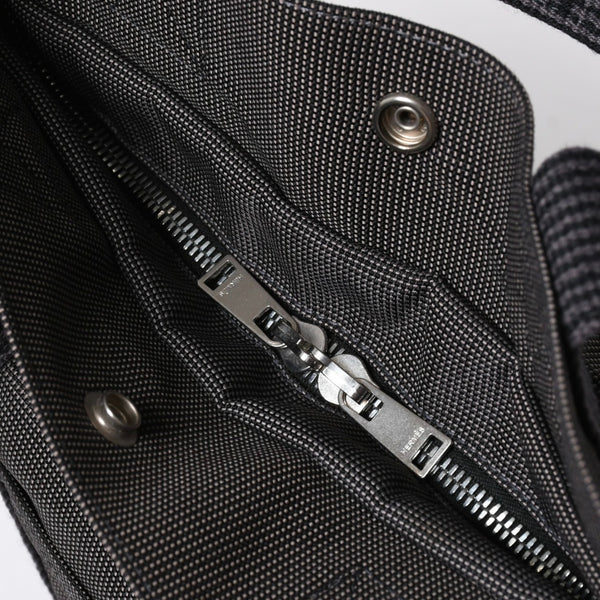 極美品 HERMES エルメス エールライン トート MM ハンドバッグ キャンバス グレー ブラック シルバー金具 中古 4a008892