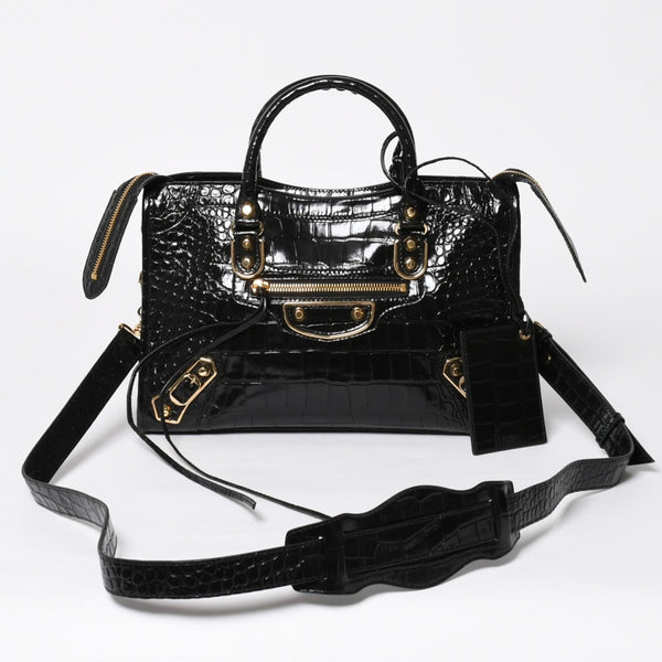 Like new BALENCIAGA Classic Metal Edge City 2WAY Bag Handbag Shoulder Bag 432831 Black Gold Hardware Used 4a008334
