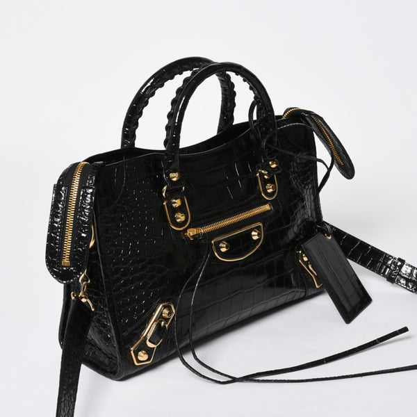 Like new BALENCIAGA Classic Metal Edge City 2WAY Bag Handbag Shoulder Bag 432831 Black Gold Hardware Used 4a008334
