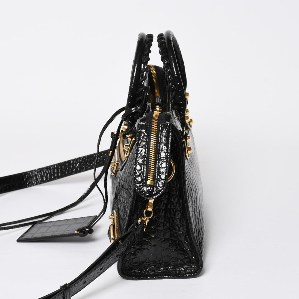 新品同様 BALENCIAGA バレンシアガ クラシック メタル エッジ シティ 2WAYバッグ ハンドバッグ ショルダーバッグ 432831 ブラック ゴールド金具 中古 4a008334