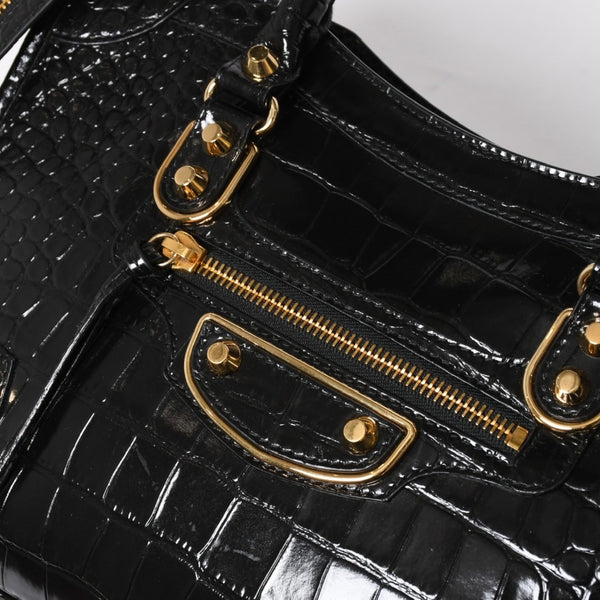Like new BALENCIAGA Classic Metal Edge City 2WAY Bag Handbag Shoulder Bag 432831 Black Gold Hardware Used 4a008334