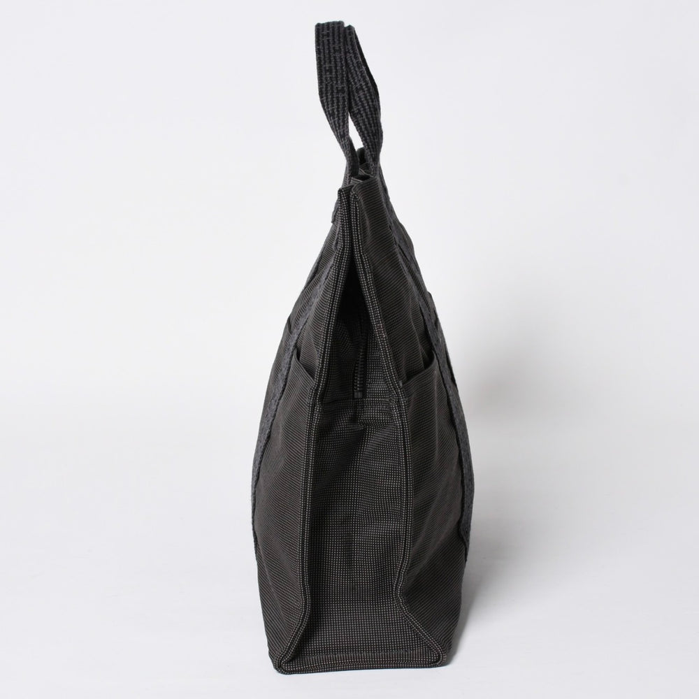 極美品 HERMES エルメス エールライン トート MM ハンドバッグ キャンバス グレー ブラック シルバー金具 中古 4a008892
