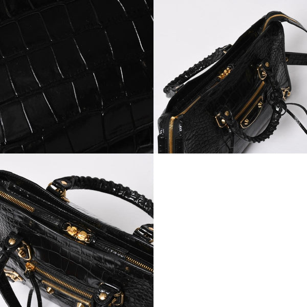 Like new BALENCIAGA Classic Metal Edge City 2WAY Bag Handbag Shoulder Bag 432831 Black Gold Hardware Used 4a008334