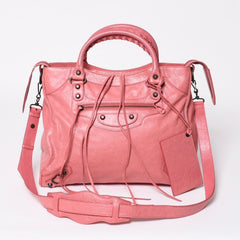 Very Good Condition BALENCIAGA Classic City 2WAY Bag Handbag Shoulder Bag 235216 Pink Leather Bronze Hardware Used 4a008320