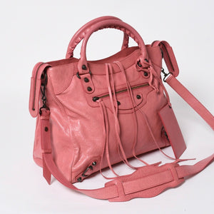 Very Good Condition BALENCIAGA Classic City 2WAY Bag Handbag Shoulder Bag 235216 Pink Leather Bronze Hardware Used 4a008320