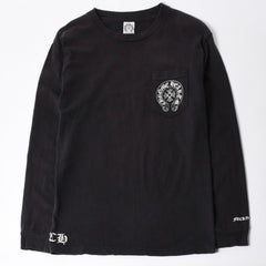 CHROME HEARTS クロムハーツ オールド 長袖Tシャツ サイズM NEW YORK限定 フローラルクロス ブラック 美品 中古 4a008904