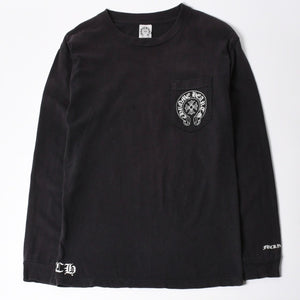 CHROME HEARTS クロムハーツ オールド 長袖Tシャツ サイズM NEW YORK限定 フローラルクロス ブラック 美品 中古 4a008904