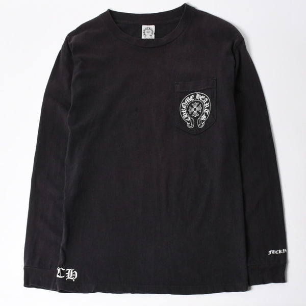 CHROME HEARTS クロムハーツ オールド 長袖Tシャツ サイズM NEW YORK限定 フローラルクロス ブラック 美品 中古 4a008904