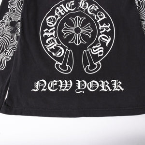 CHROME HEARTS クロムハーツ オールド 長袖Tシャツ サイズM NEW YORK限定 フローラルクロス ブラック 美品 中古 4a008904