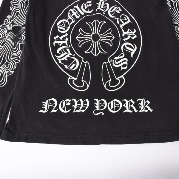 CHROME HEARTS クロムハーツ オールド 長袖Tシャツ サイズM NEW YORK限定 フローラルクロス ブラック 美品 中古 4a008904