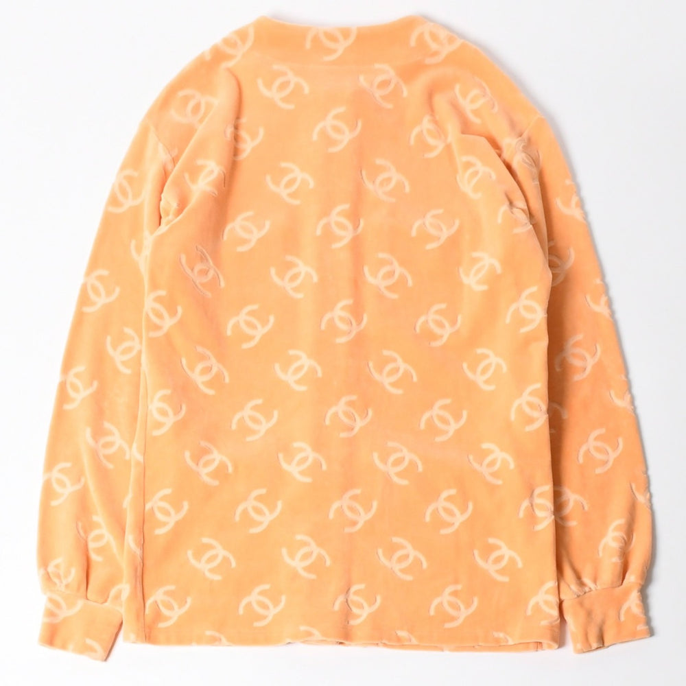 Like new item CHANEL long sleeve cardigan long sleeve shirt orange size 38 here mark button used 4a008594
