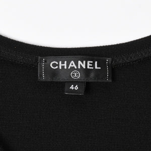 新品同様 CHANEL シャネル タンクトップ メンズ カメリア ココマーク P64484 イタリア製 ウール ラインストーン ブラック サイズ46 中古 4a008663