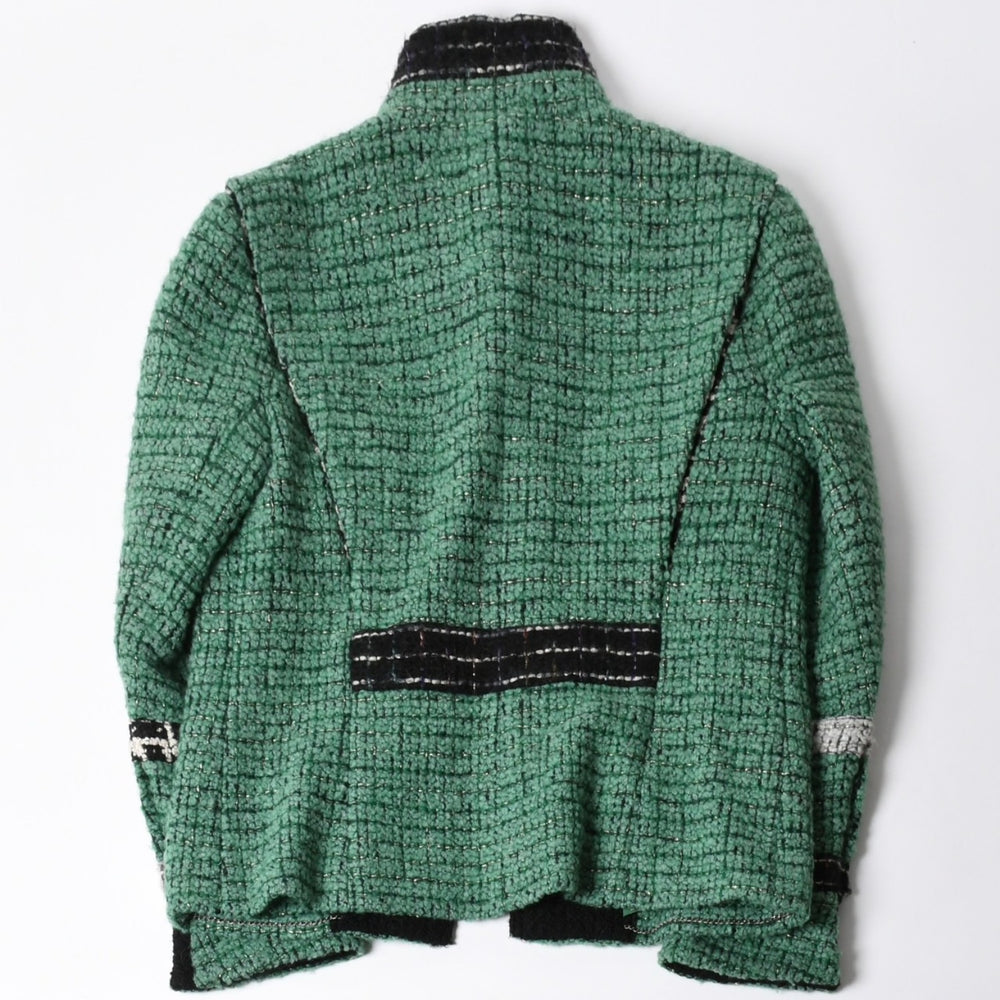 極美品 CHANEL シャネル ツイードジャケット メンズ P36831W04383 サイズ50 ココマーク ウール グリーン メンズ 中古 4a008696