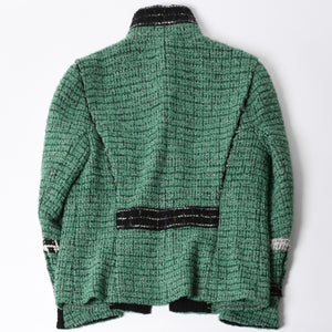 極美品 CHANEL シャネル ツイードジャケット メンズ P36831W04383 サイズ50 ココマーク ウール グリーン メンズ 中古 4a008696