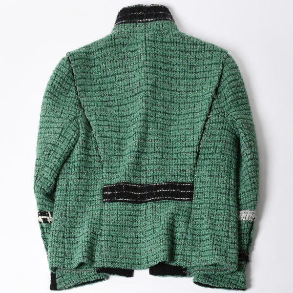 極美品 CHANEL シャネル ツイードジャケット メンズ P36831W04383 サイズ50 ココマーク ウール グリーン メンズ 中古 4a008696