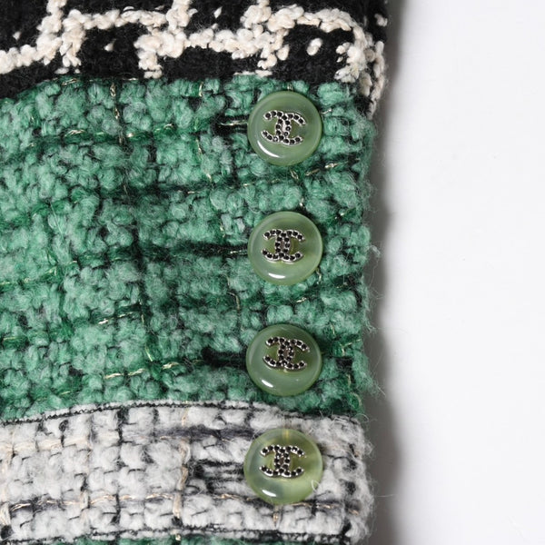極美品 CHANEL シャネル ツイードジャケット メンズ P36831W04383 サイズ50 ココマーク ウール グリーン メンズ 中古 4a008696