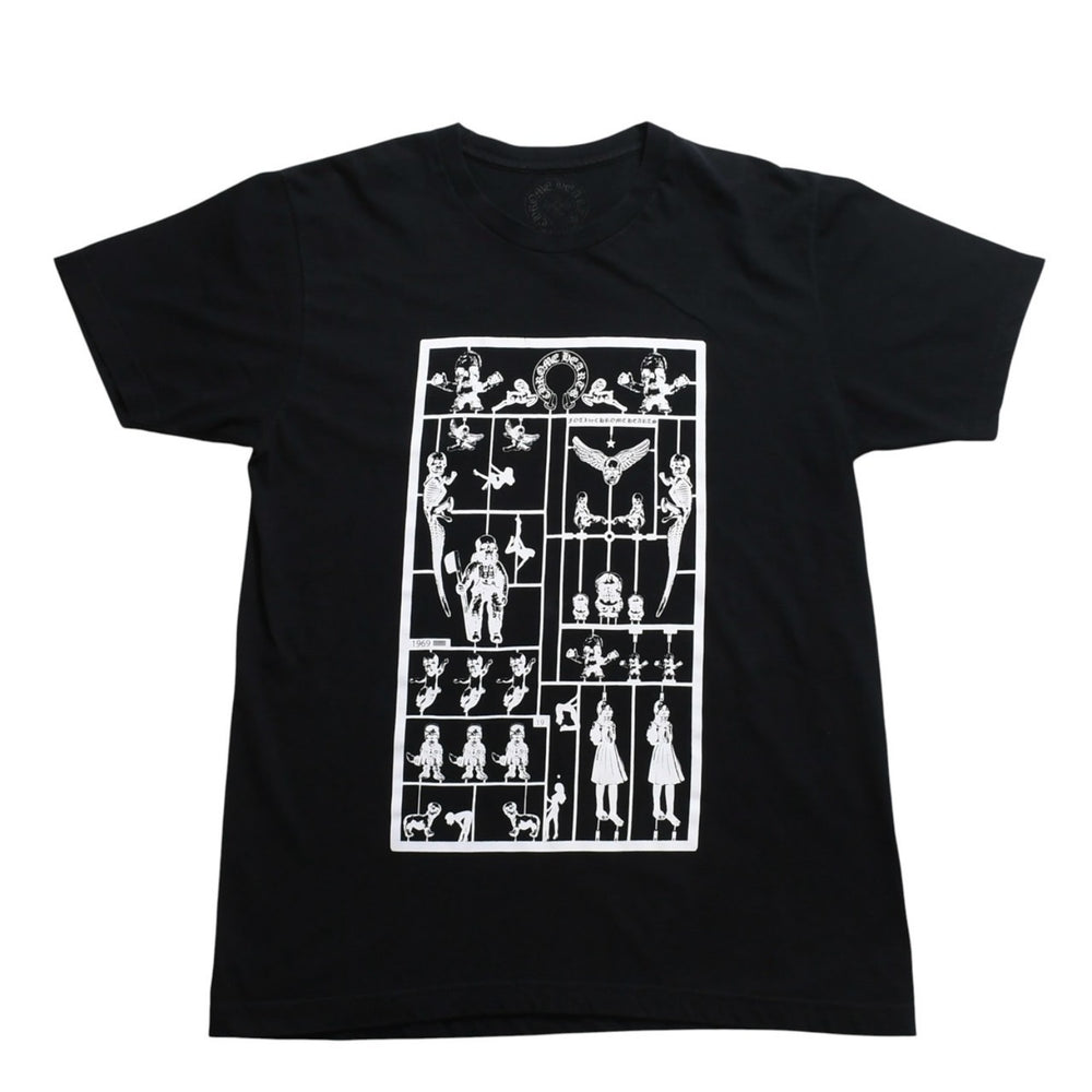 極美品 CHROME HEARTS クロムハーツ × FOTI フォティ 半袖Tシャツ サイズL ブラック ホワイト プリント スカル 中古 4a008908