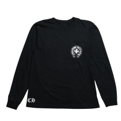 Very Good Condition CHROME HEARTS Vertical Logo Long Sleeve T-shirt Size L CH Plus Horseshoe Black White Used 4a008907