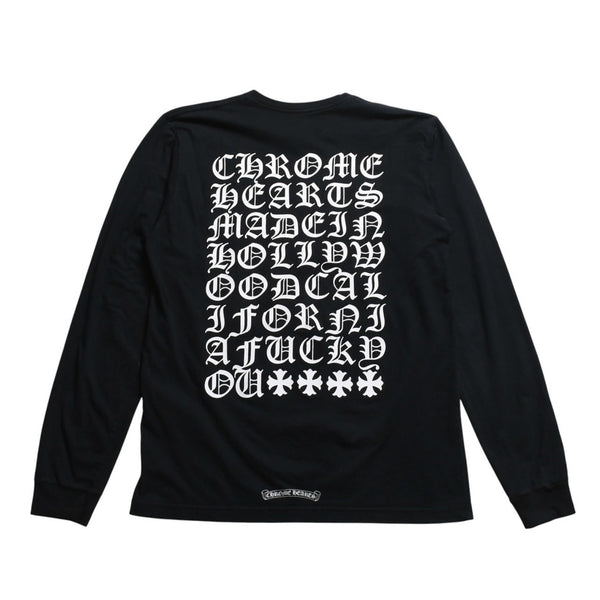 Very Good Condition CHROME HEARTS Vertical Logo Long Sleeve T-shirt Size L CH Plus Horseshoe Black White Used 4a008907