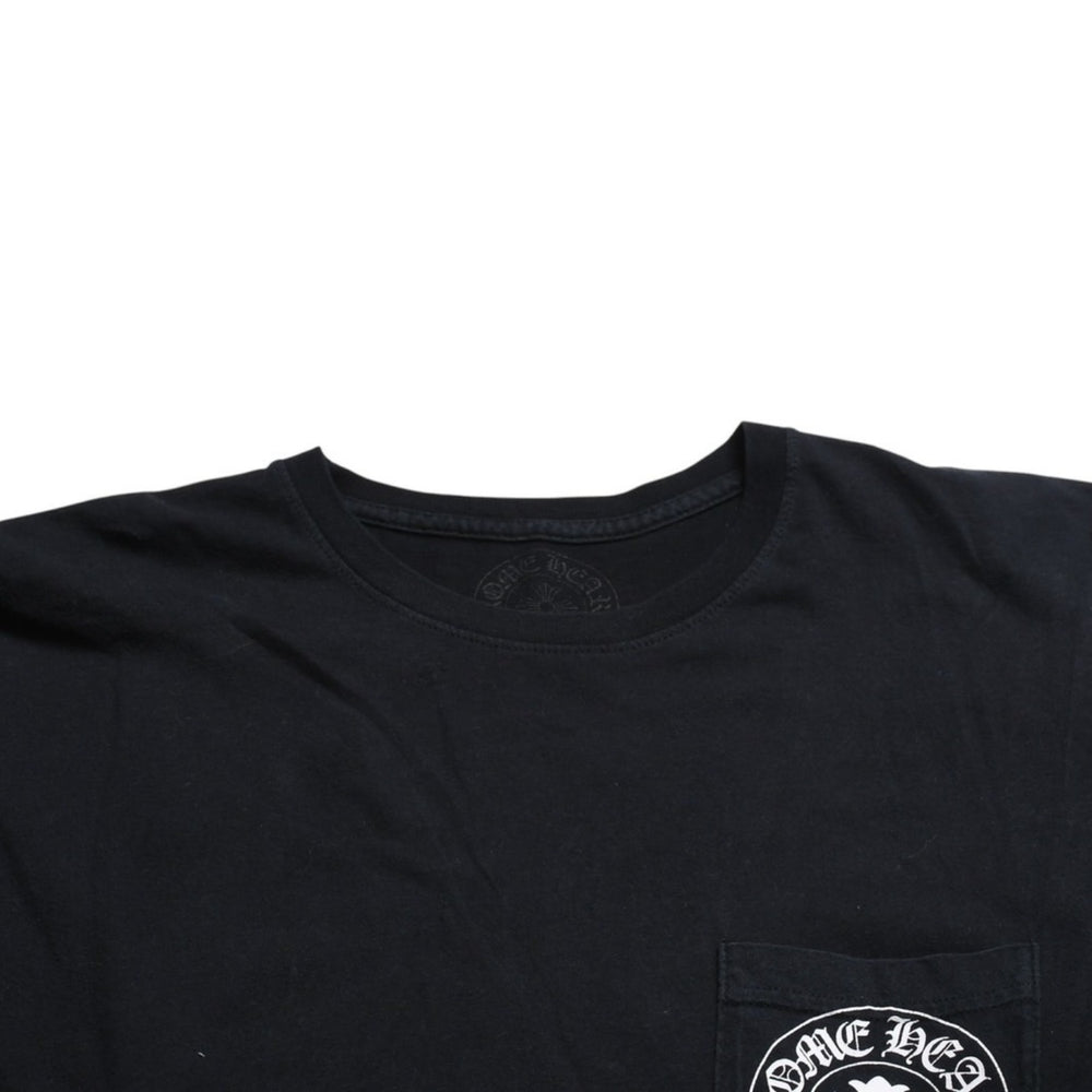 極美品 CHROME HEARTS クロムハーツ バーティカルロゴ 長袖Tシャツ サイズL CHプラス ホースシュー ブラック ホワイト 中古 4a008907