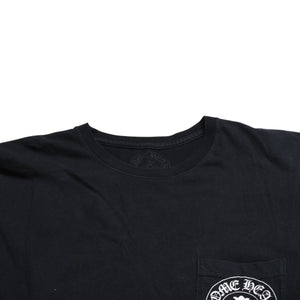 Very Good Condition CHROME HEARTS Vertical Logo Long Sleeve T-shirt Size L CH Plus Horseshoe Black White Used 4a008907