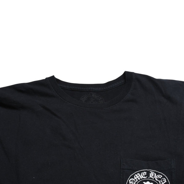 Very Good Condition CHROME HEARTS Vertical Logo Long Sleeve T-shirt Size L CH Plus Horseshoe Black White Used 4a008907
