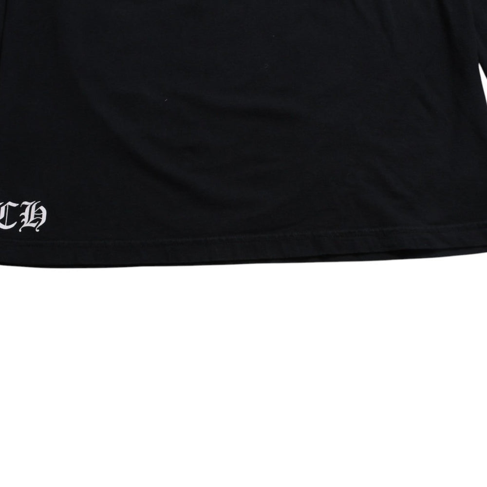 極美品 CHROME HEARTS クロムハーツ バーティカルロゴ 長袖Tシャツ サイズL CHプラス ホースシュー ブラック ホワイト 中古 4a008907