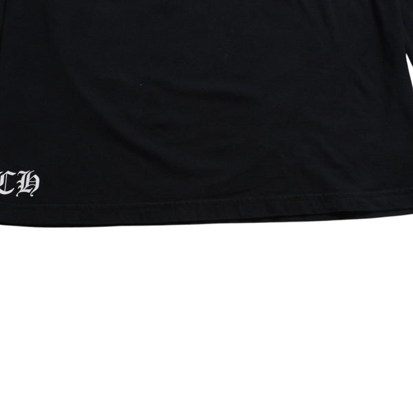 Very Good Condition CHROME HEARTS Vertical Logo Long Sleeve T-shirt Size L CH Plus Horseshoe Black White Used 4a008907