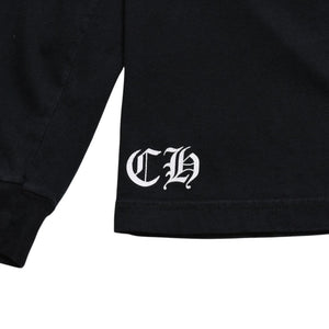 Very Good Condition CHROME HEARTS Vertical Logo Long Sleeve T-shirt Size L CH Plus Horseshoe Black White Used 4a008907