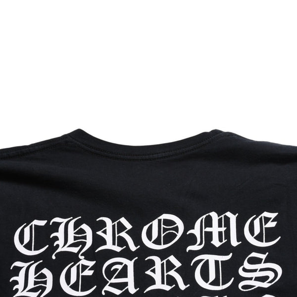 Very Good Condition CHROME HEARTS Vertical Logo Long Sleeve T-shirt Size L CH Plus Horseshoe Black White Used 4a008907