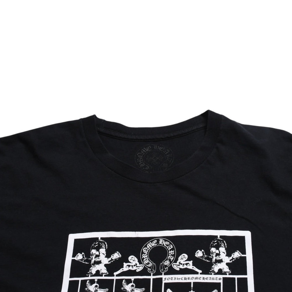 極美品 CHROME HEARTS クロムハーツ × FOTI フォティ 半袖Tシャツ サイズL ブラック ホワイト プリント スカル 中古 4a008908
