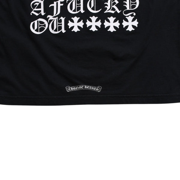 Very Good Condition CHROME HEARTS Vertical Logo Long Sleeve T-shirt Size L CH Plus Horseshoe Black White Used 4a008907