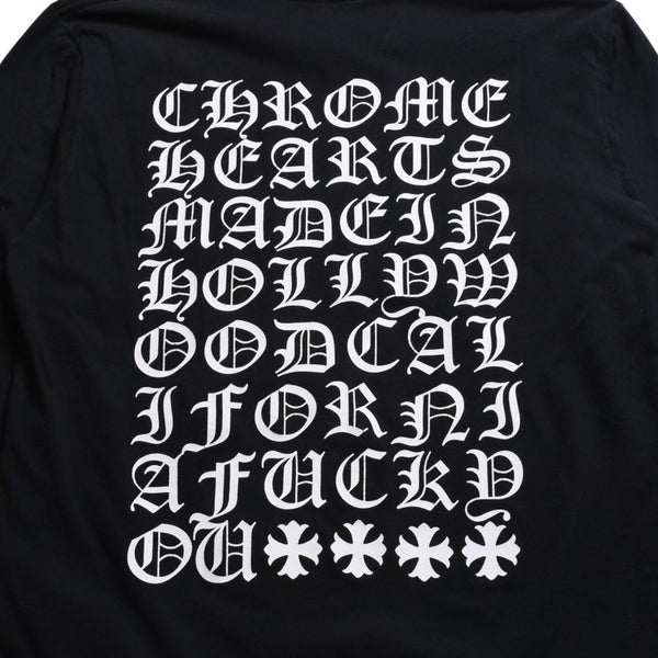 Very Good Condition CHROME HEARTS Vertical Logo Long Sleeve T-shirt Size L CH Plus Horseshoe Black White Used 4a008907