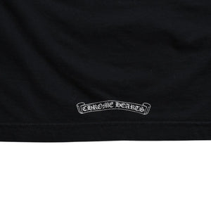 Very Good Condition CHROME HEARTS Vertical Logo Long Sleeve T-shirt Size L CH Plus Horseshoe Black White Used 4a008907