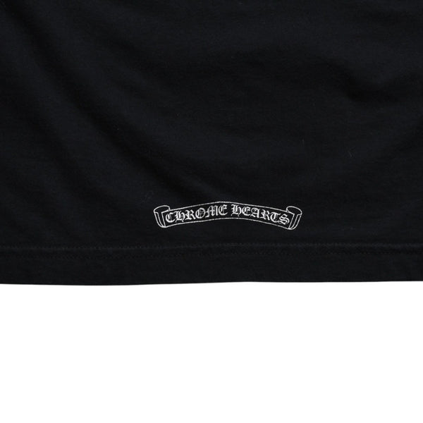 Very Good Condition CHROME HEARTS Vertical Logo Long Sleeve T-shirt Size L CH Plus Horseshoe Black White Used 4a008907
