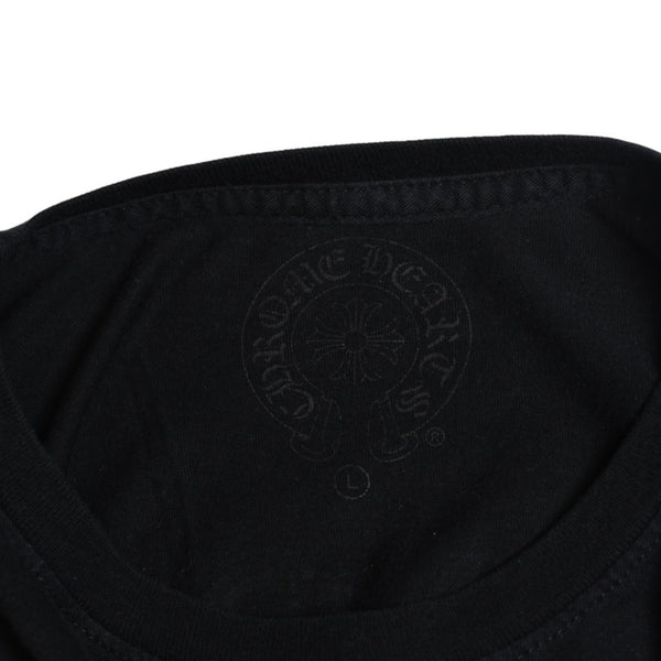 Very Good Condition CHROME HEARTS Vertical Logo Long Sleeve T-shirt Size L CH Plus Horseshoe Black White Used 4a008907