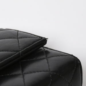 極美品 CHROME HEARTS クロムハーツ ディナーバッグ クラッチバッグ ラージクロス ラムスキン ブラック マトラッセ型 中古 4a008345
