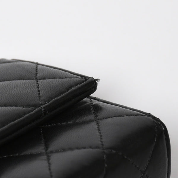 極美品 CHROME HEARTS クロムハーツ ディナーバッグ クラッチバッグ ラージクロス ラムスキン ブラック マトラッセ型 中古 4a008345
