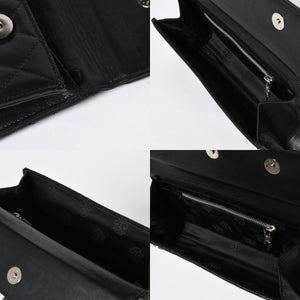 極美品 CHROME HEARTS クロムハーツ ディナーバッグ クラッチバッグ ラージクロス ラムスキン ブラック マトラッセ型 中古 4a008345