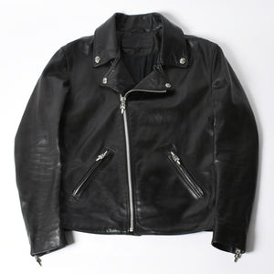 極美品 CHROME HEARTS クロムハーツ DSMG 限定 ジャケット レザージャケット ベーシックモト ブラック ホースレザー シルバー金具 サイズM 中古 4a008602