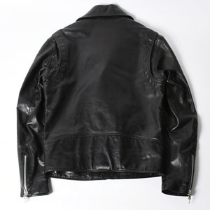 極美品 CHROME HEARTS クロムハーツ DSMG 限定 ジャケット レザージャケット ベーシックモト ブラック ホースレザー シルバー金具 サイズM 中古 4a008602
