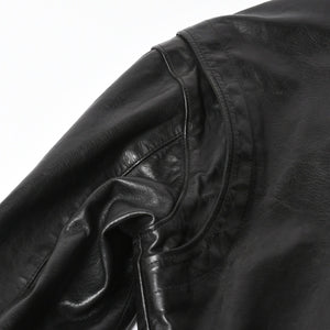 極美品 CHROME HEARTS クロムハーツ DSMG 限定 ジャケット レザージャケット ベーシックモト ブラック ホースレザー シルバー金具 サイズM 中古 4a008602
