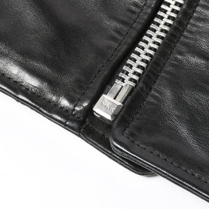 極美品 CHROME HEARTS クロムハーツ DSMG 限定 ジャケット レザージャケット ベーシックモト ブラック ホースレザー シルバー金具 サイズM 中古 4a008602