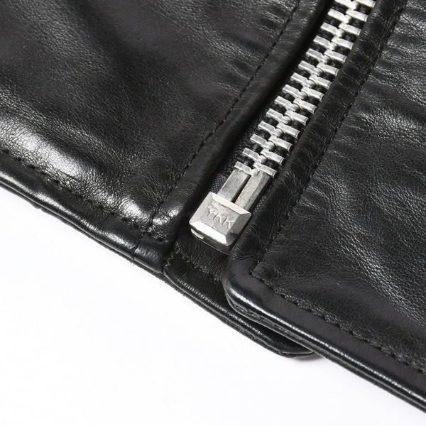 極美品 CHROME HEARTS クロムハーツ DSMG 限定 ジャケット レザージャケット ベーシックモト ブラック ホースレザー シルバー金具 サイズM 中古 4a008602