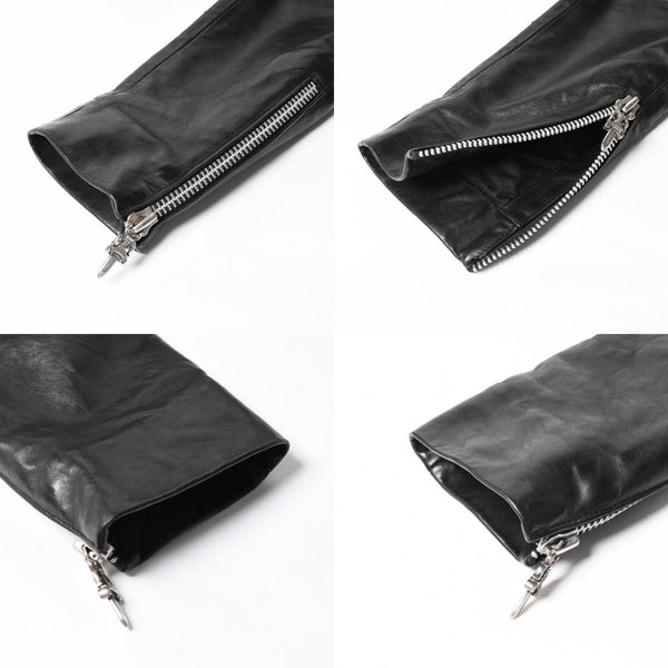 極美品 CHROME HEARTS クロムハーツ DSMG 限定 ジャケット レザージャケット ベーシックモト ブラック ホースレザー シルバー金具 サイズM 中古 4a008602